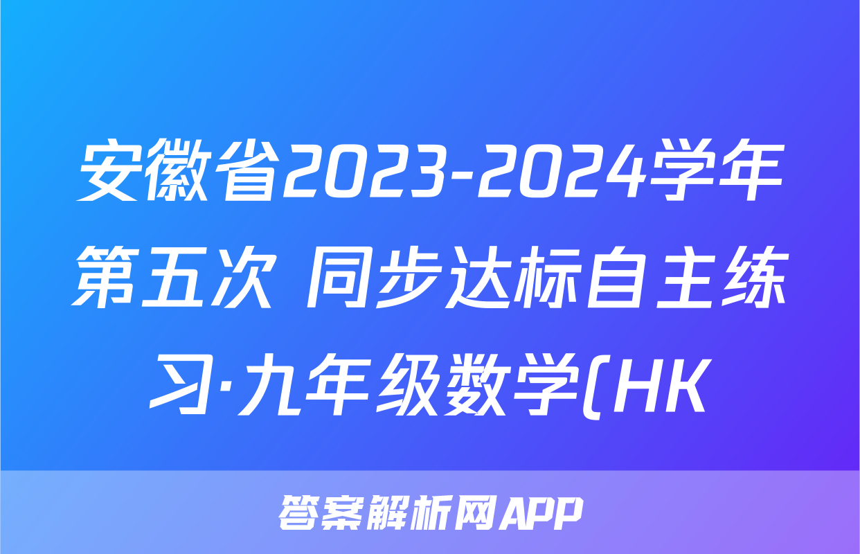 安徽省2023-2024学年第五次 同步达标自主练习·九年级数学(HK)试题